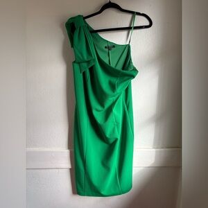 Marina One-Shoulder Cocktail Dress – Kelly Green | Size 12